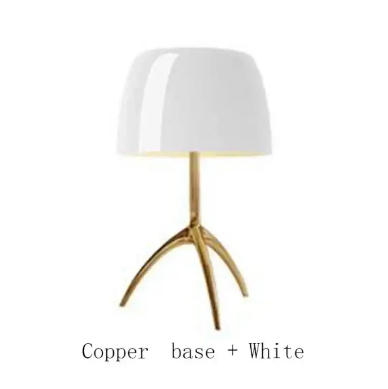 Modern cream glass lumiere table lamp bedroom chrome tripod light