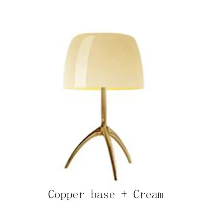 Modern cream glass lumiere table lamp bedroom chrome tripod light