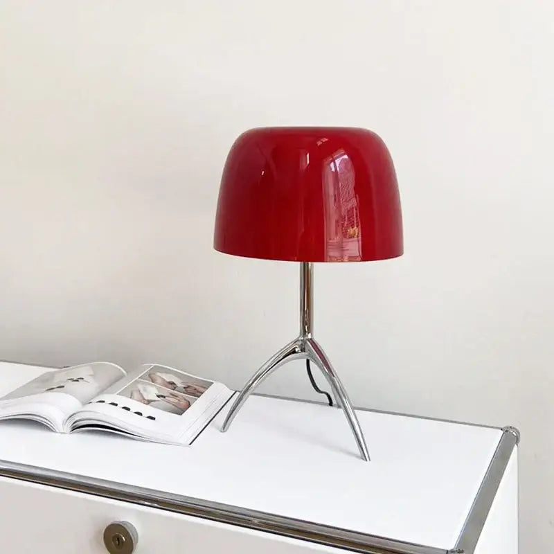 Modern cream glass lumiere table lamp bedroom chrome tripod light