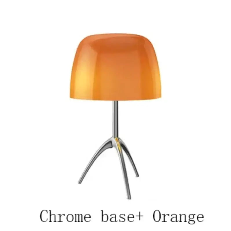 Modern cream glass lumiere table lamp bedroom chrome tripod light
