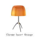 Modern cream glass lumiere table lamp bedroom chrome tripod light