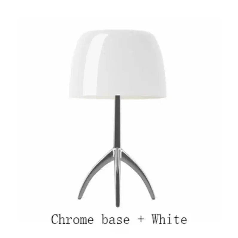 Modern cream glass lumiere table lamp bedroom chrome tripod light