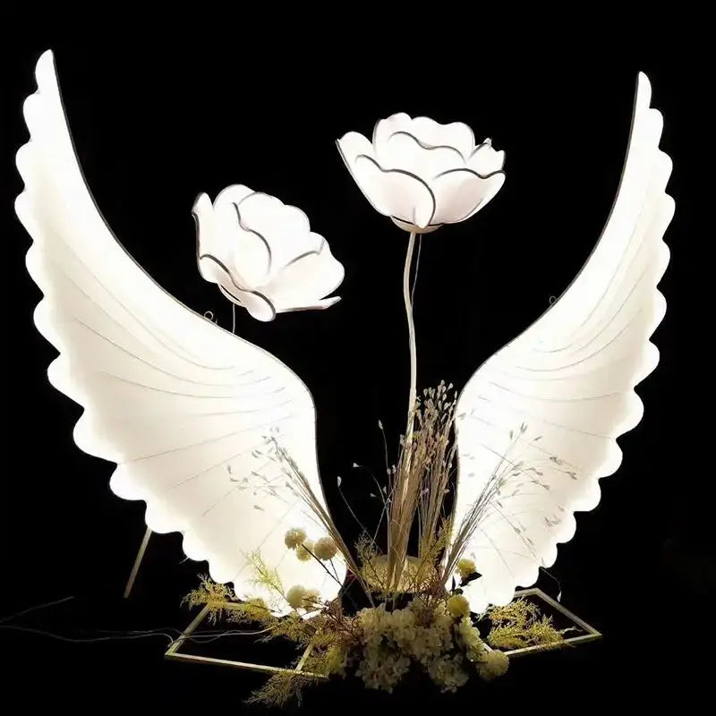 Modern luminescent angel wings with crystal chandelier bedroom lamp