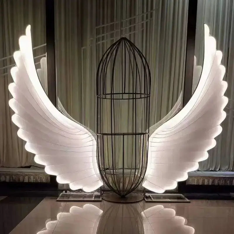 Modern luminescent angel wings with crystal chandelier bedroom lamp