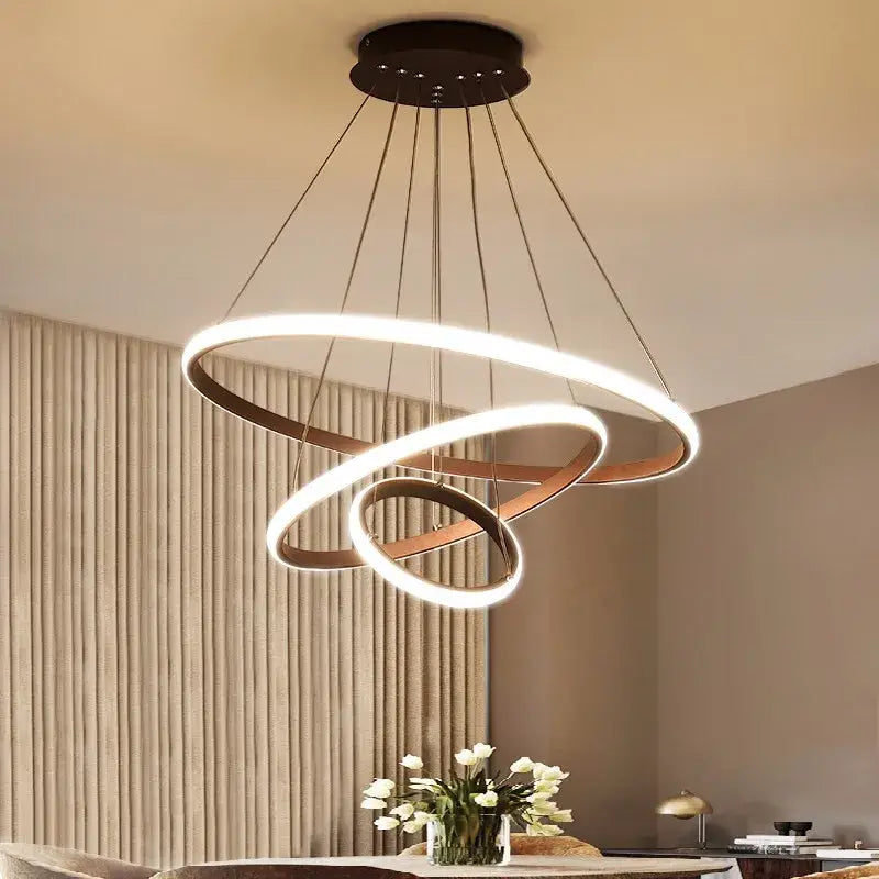 Modern black & white luminous circle pendant – living room chandelier