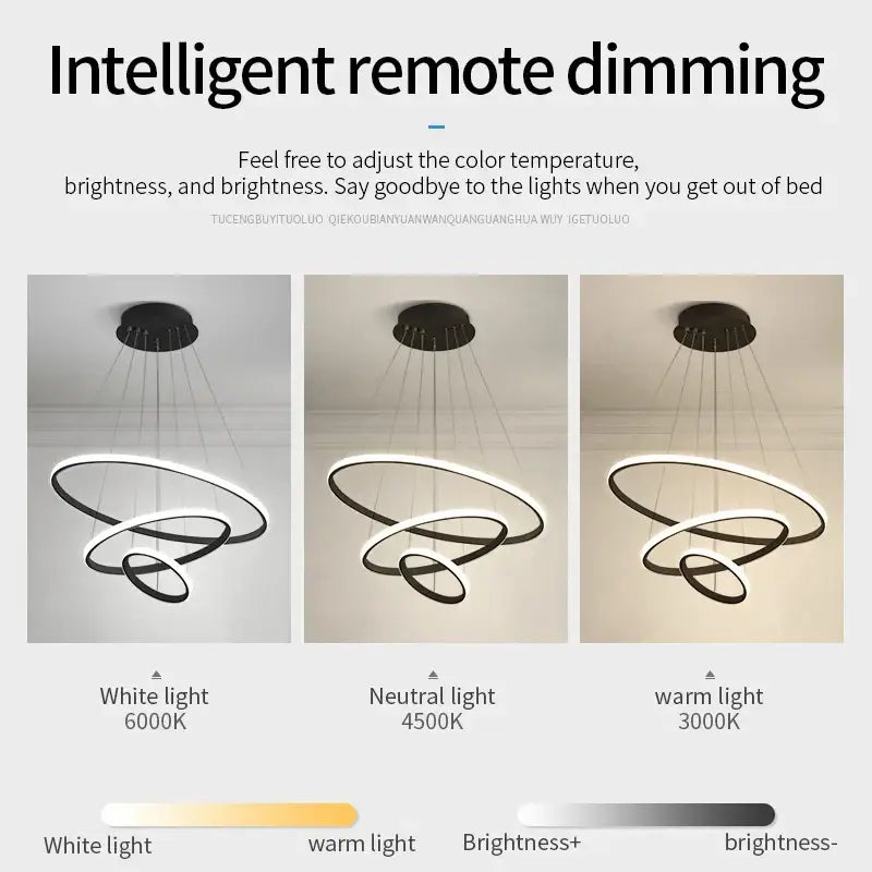 Modern black & white luminous circle pendant – living room chandelier