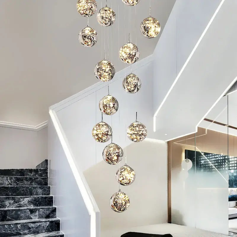 Modern luminous glass ball pendant chandeliers dining room lighting