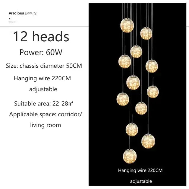 Modern luminous glass ball pendant chandeliers dining room lighting
