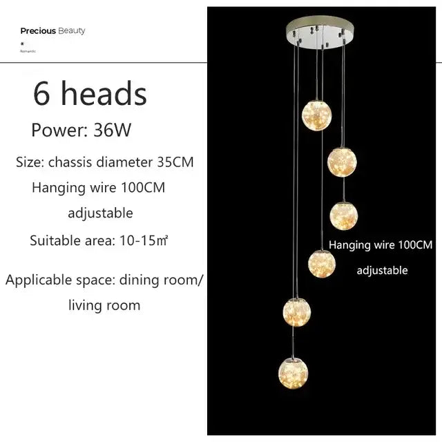 Modern luminous glass ball pendant chandeliers dining room lighting