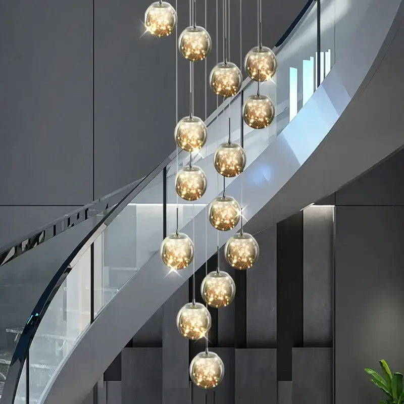 Modern luminous glass ball pendant chandeliers dining room lighting