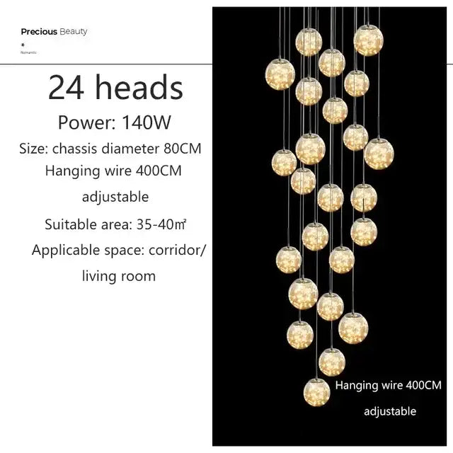 Modern luminous glass ball pendant chandeliers dining room lighting