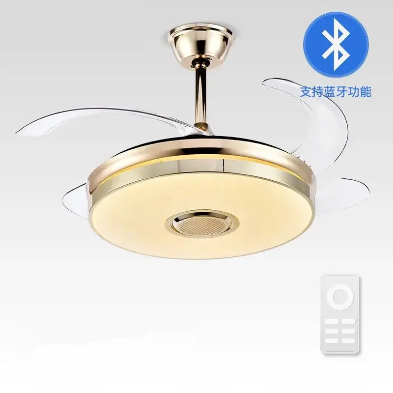 Modern white light ceiling fan with bluetooth speaker bedroom