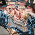 Baroque teal & rose gold luxe gold embroidery bedding set bedroom