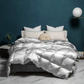 Luxe goose duck cream satin quilt bedroom embroidered bedding