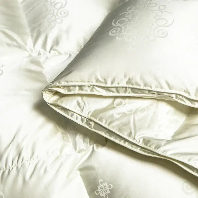 Luxe goose duck cream satin quilt bedroom embroidered bedding