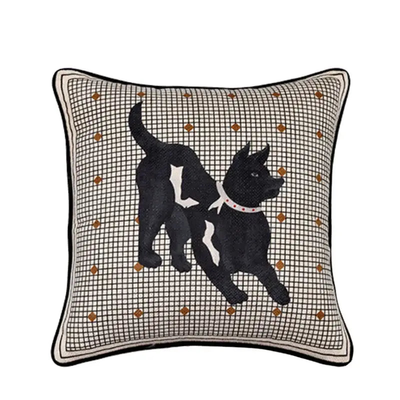 Luxe black & white greyhound decorative pillow cover living room accent