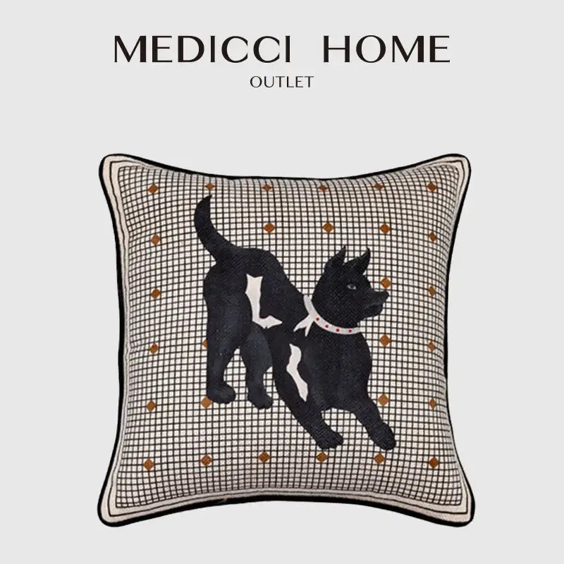 Luxe black & white greyhound decorative pillow cover living room accent