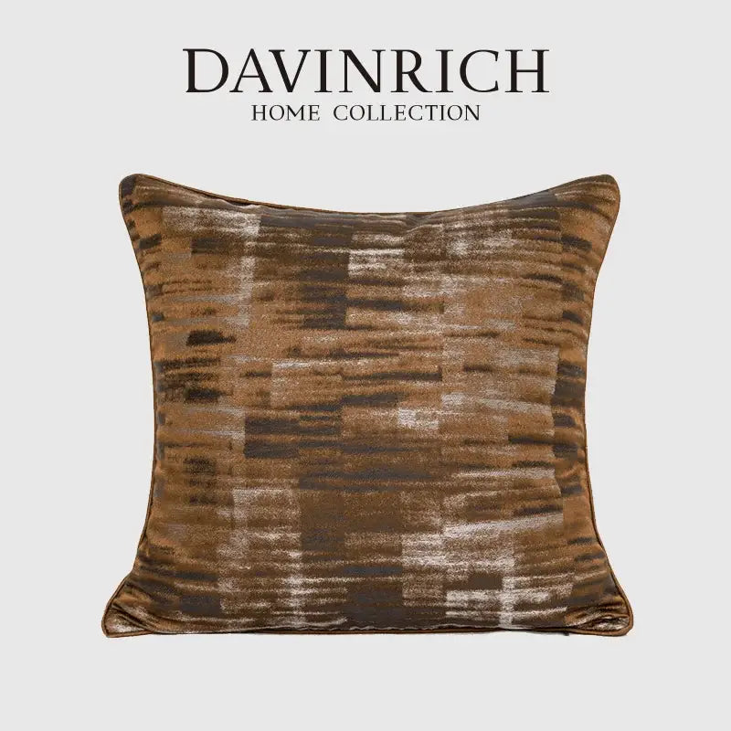 Luxe abstract brown & gray jacquard cushion covers living room