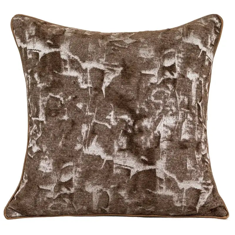 Luxe abstract brown & gray jacquard cushion covers living room