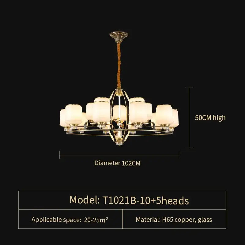 Modern black & gold luxe jade chandelier for living room hall