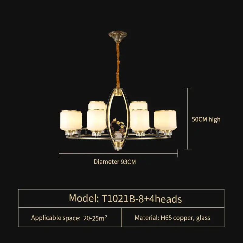 Modern black & gold luxe jade chandelier for living room hall