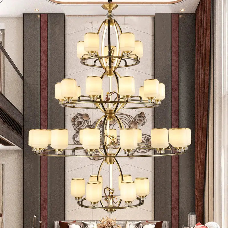 Modern black & gold luxe jade chandelier for living room hall