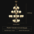 Modern black & gold luxe jade chandelier for living room hall