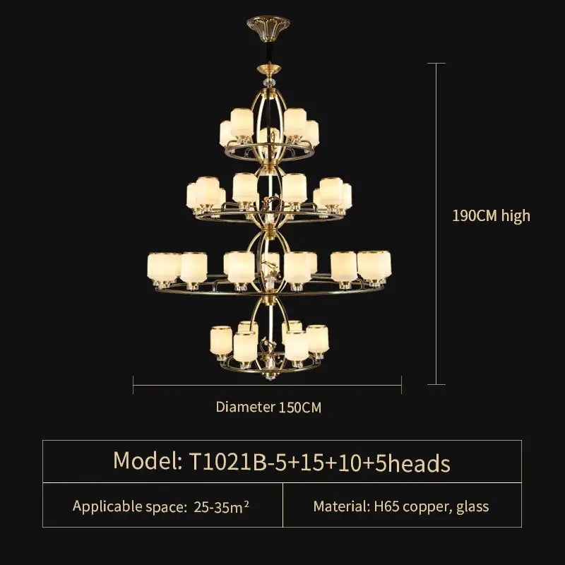 Modern black & gold luxe jade chandelier for living room hall