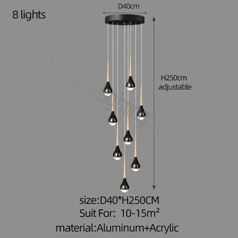 Decorbites luxe loft black & gold chandelier living room pendant light