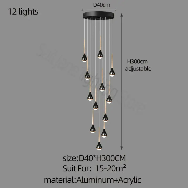 Decorbites luxe loft black & gold chandelier living room pendant light