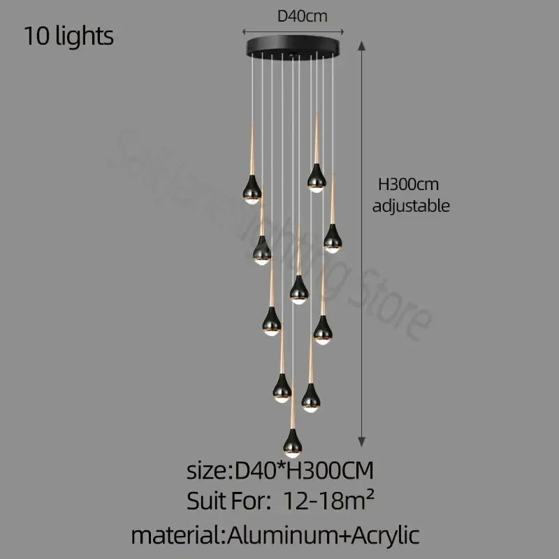 Decorbites luxe loft black & gold chandelier living room pendant light