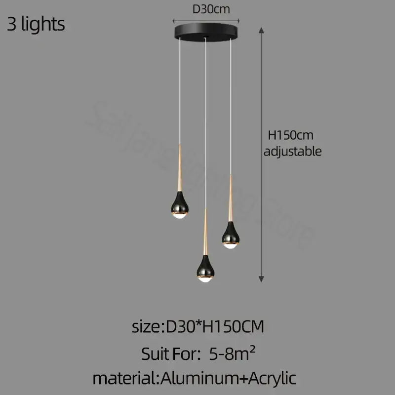 Decorbites luxe loft black & gold chandelier living room pendant light
