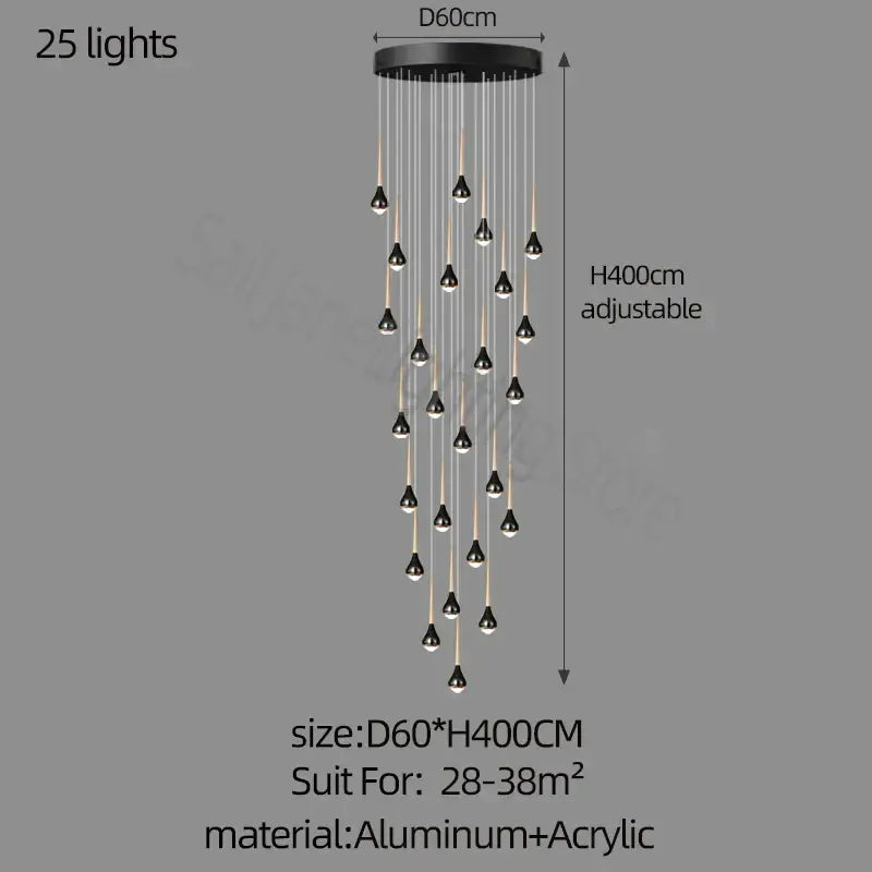 Decorbites luxe loft black & gold chandelier living room pendant light
