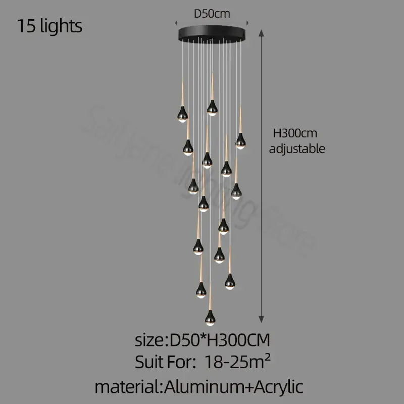 Decorbites luxe loft black & gold chandelier living room pendant light