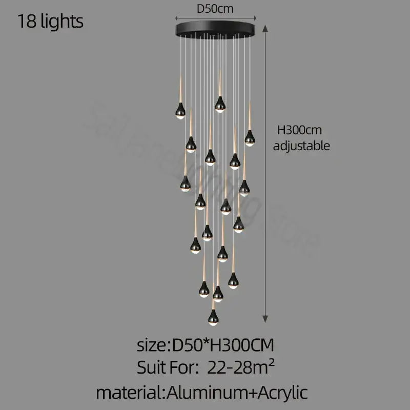 Decorbites luxe loft black & gold chandelier living room pendant light