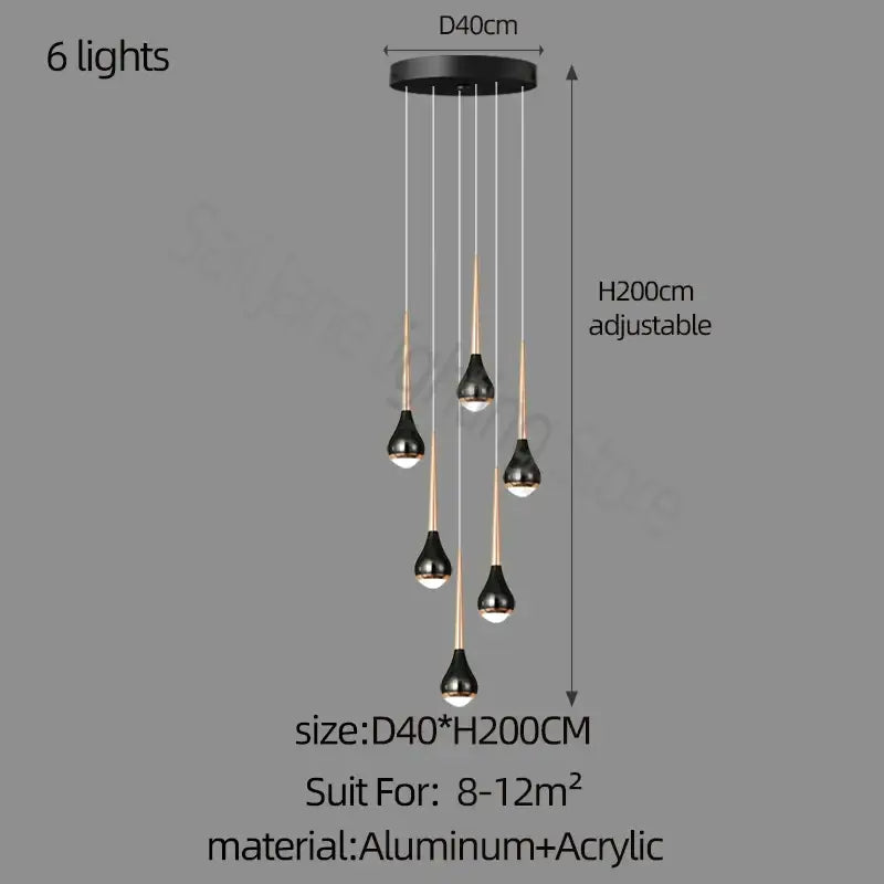 Decorbites luxe loft black & gold chandelier living room pendant light