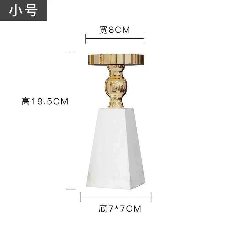 Modern white marble candle holder gold accents dining room decor