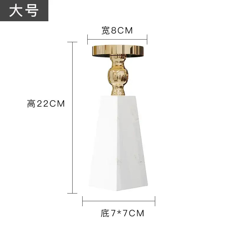 Modern white marble candle holder gold accents dining room decor