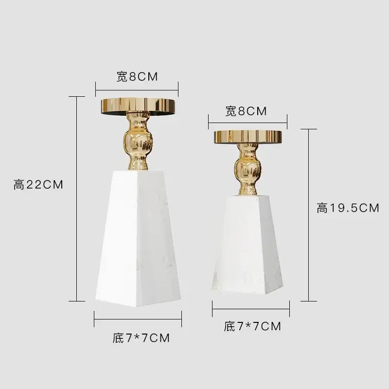Modern white marble candle holder gold accents dining room decor