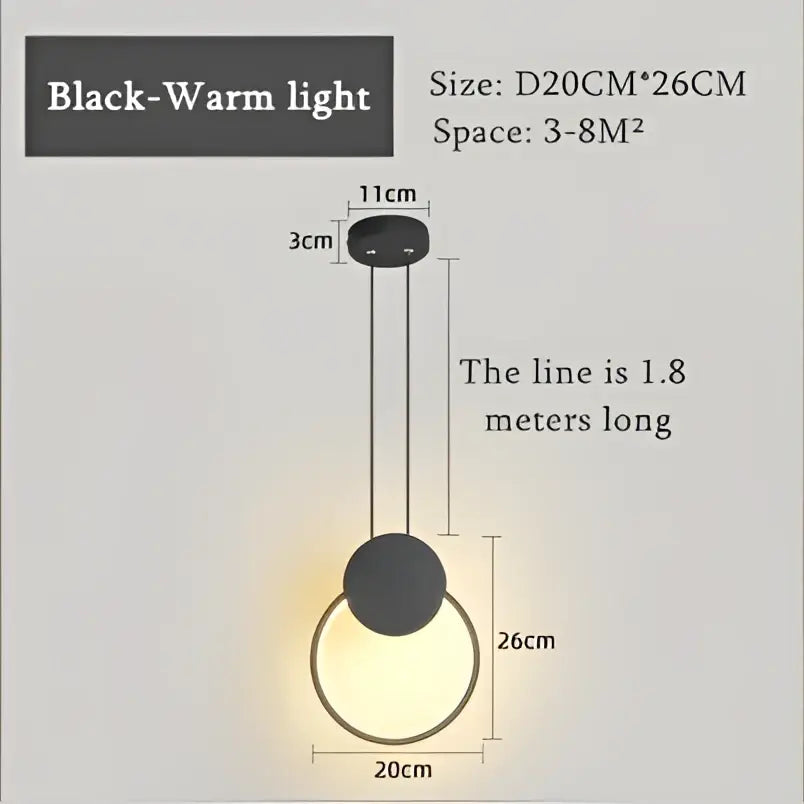 Luxe nordic black circle pendant light for living room ambiance