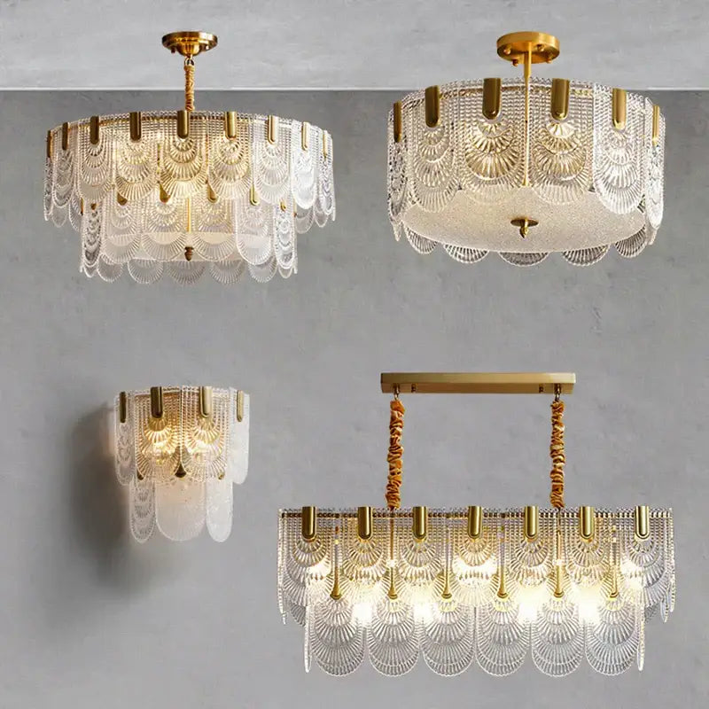 Luxe palace ceiling chandelier gold crystal light for dining room