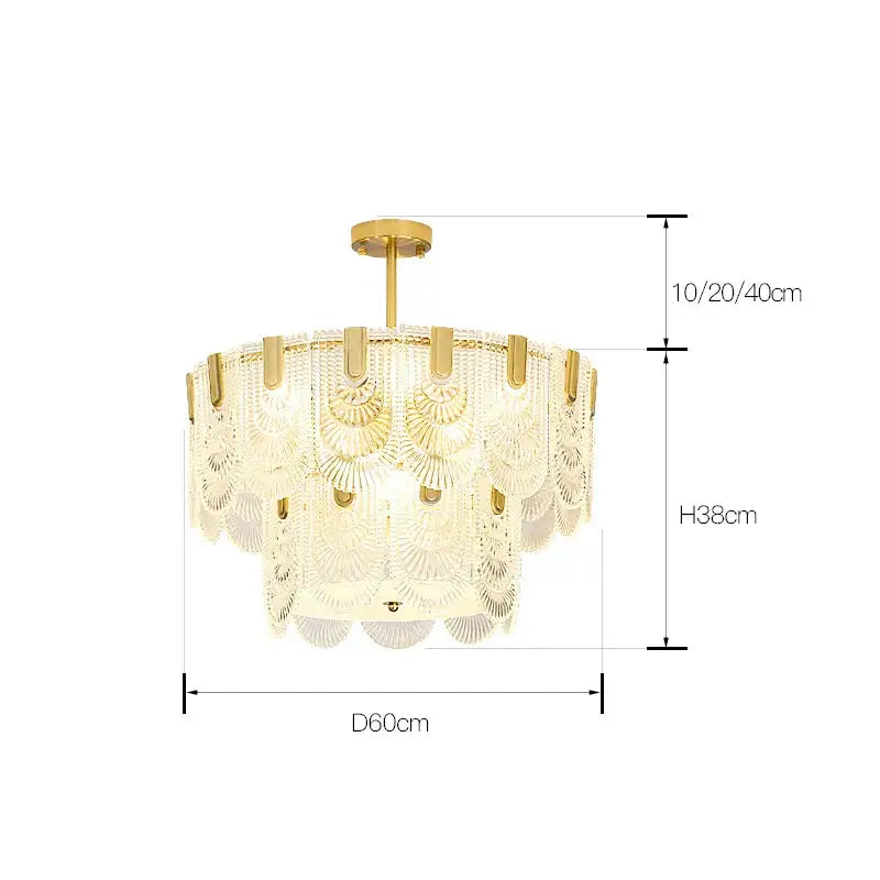 Luxe palace ceiling chandelier gold crystal light for dining room