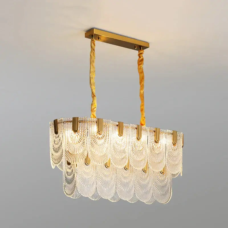 Luxe palace ceiling chandelier gold crystal light for dining room