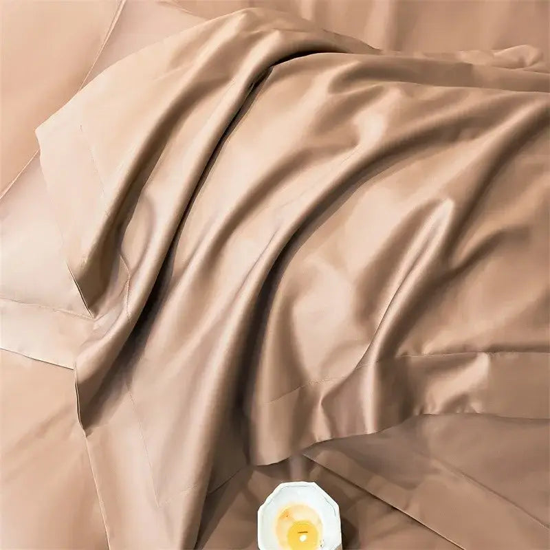 Luxurious gray satin duvet cover set bedroom stitched bedding