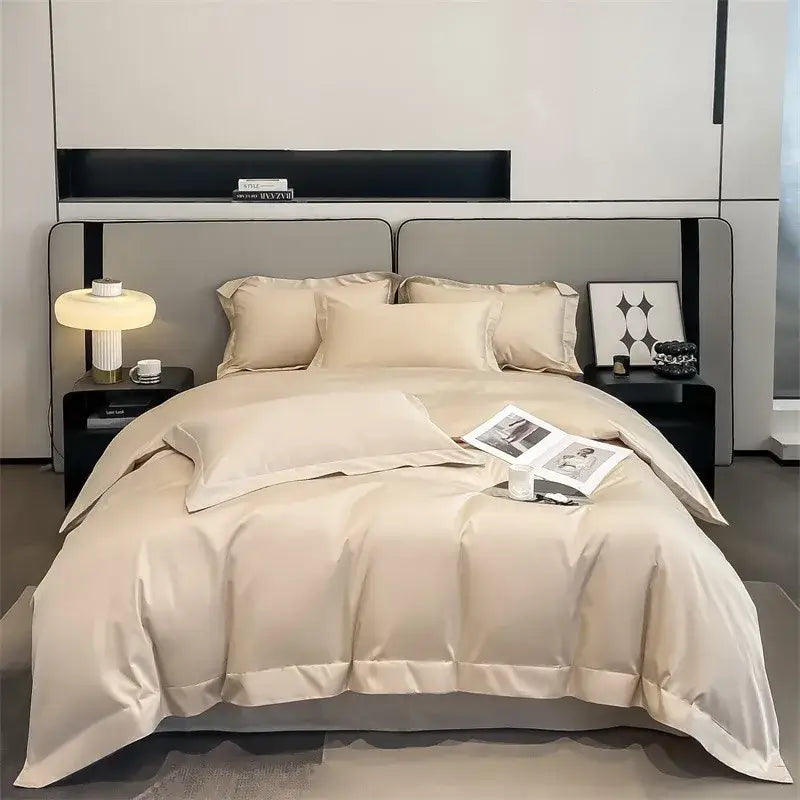 Luxurious light green satin duvet cover set bedroom bedding
