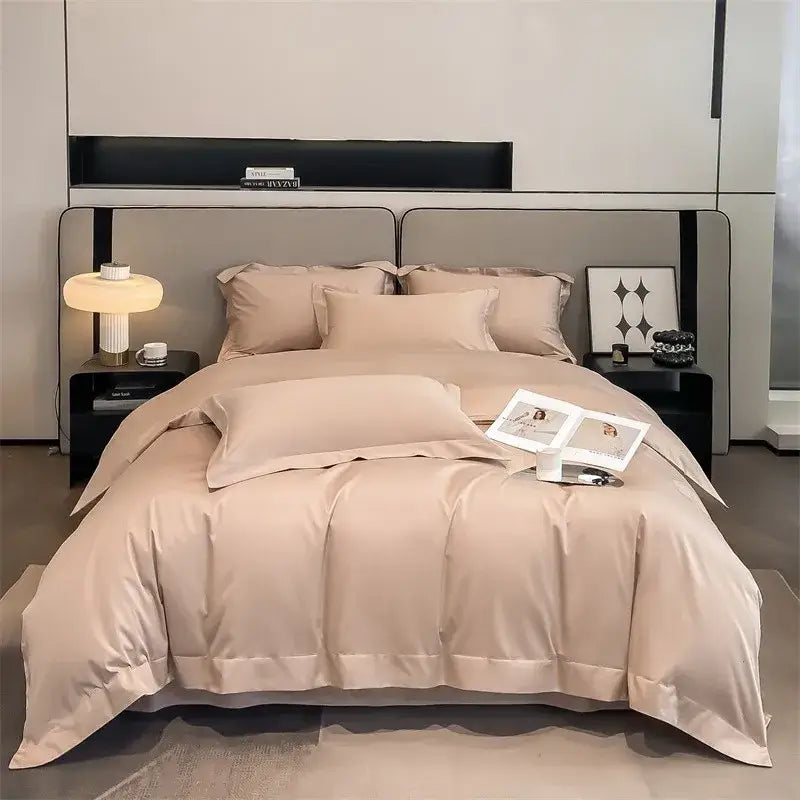 Luxurious light green satin duvet cover set bedroom bedding