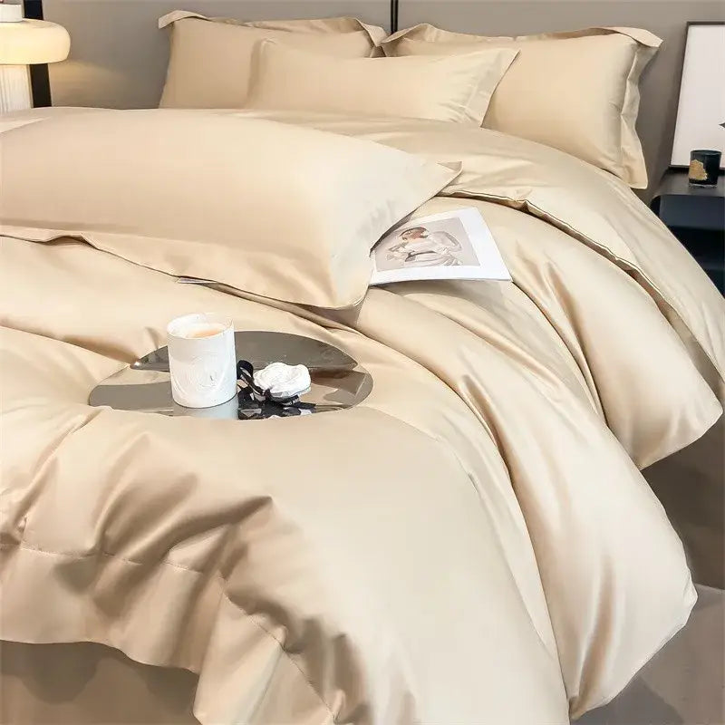 Luxurious white satin egyptian cotton duvet cover bedroom bedding