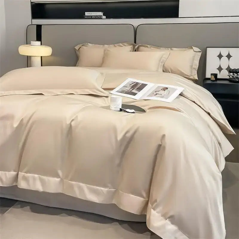 Luxurious taupe satin piece duvet cover set bedroom bedding