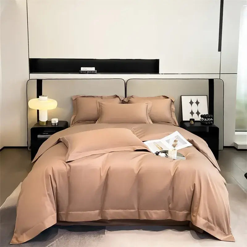 Luxurious light blue satin piece duvet cover set bedroom bedding