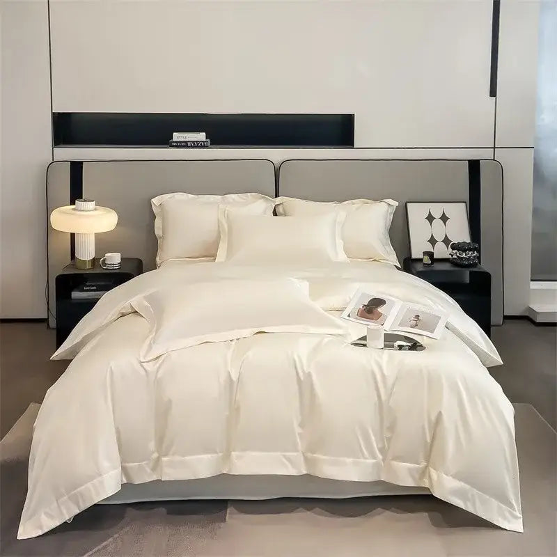 Luxurious gray satin piece duvet cover bedroom bedding set
